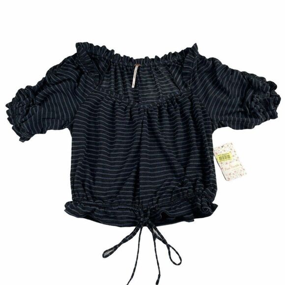 Free People Dorothy Striped Crop Blouse NEW - Picture 2 of 10